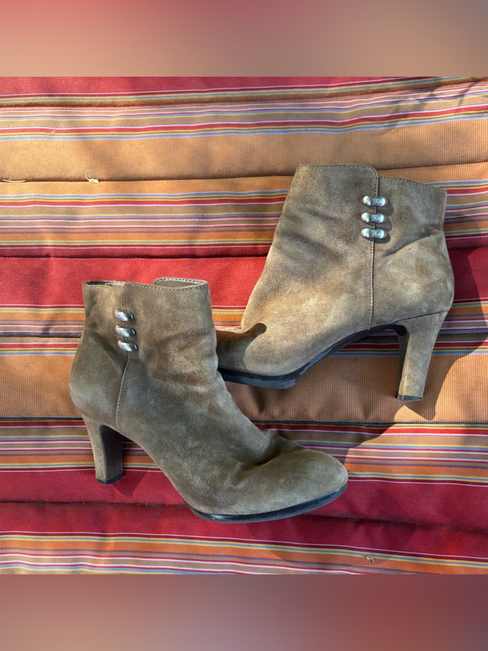 Suede Heeled Ankle Booties in Olive - Women's Booties